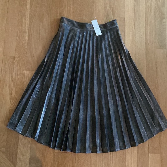 Blue Rain / Francesca,s NWT Silvery Gray Metallic Skirt - Picture 6 of 12